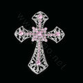 Bling Cross metal Alloy Crystal Rhinestone DIY Phone Case Cover Deco Kit 55*72mm - Pink