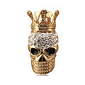 Bling Crown Skull Alloy Crystal Rhinestone DIY Phone Case Cover Deco Kit 51*31mm - Gold