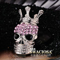 Bling Crown Skull Alloy Crystal Rhinestone DIY Phone Case Cover Deco Kit 51*31mm - Pink