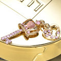 Bling Crown key Alloy Rhinestone Crystal DIY Phone Case Cover Deco Kit 15*35mm - Pink