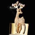 Bling Sika deer Alloy Crystal Rhinestone DIY Phone Case Cover Deco Kit 28*65mm - Gold