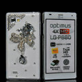 Alloy Bowknot Bling Crystal Case Rhinestone Cover shell for LG P880 Optimus 4X HD - White