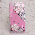 Bling Crystal Pink alloy Flower Camellia DIY Cell Phone Case shell Cover Deco Den Kit