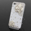 Bling Crystal White alloy Flower Camellia DIY Cell Phone Case shell Cover Deco Den Kit
