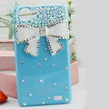 Bowknot Bling Crystal Case pearl Cover shell for OPPO finder X907 - Blue