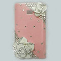Flower Bling Crystal Case Rhinestone Cover shell for LG E400 Optimus L3 - Pink