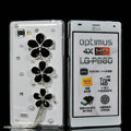Flower Bling Crystal Case Rhinestone Cover shell for LG P880 Optimus 4X HD - Black
