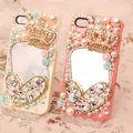 Heart Crown Alloy Bling Mirror Crystal DIY Cell Phone Case shell Cover Deco Den Kit