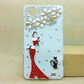 Pretty girl Bling Crystal Case Rhinestone Cover shell for OPPO finder X907 - White