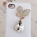 Alloy Butterfly Crystal Metal DIY Phone Case Cover Deco Kit - White