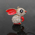 Alloy Rabbit Crystal Metal DIY Phone Case Cover Deco Kit - Red