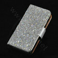 Luxury Bling Holster Cover Crystal Leather Case for iPhone 5 - White