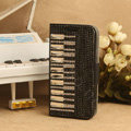Luxury Bling Holster Cover Piano Crystal Leather Case for Samsung Galaxy SIII S3 I9300 I9308 I939 I535 - Black
