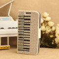 Luxury Bling Holster Cover Piano Crystal Leather Case for Samsung Galaxy SIII S3 I9300 I9308 I939 I535 - White