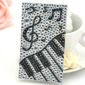 White Musical notes Crystal Bling Rhinestone mobile phone DIY Craft Jewelry Stickers