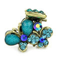 Hair Jewelry Crystal Butterfly Gold Plated Metal Rhinestone Hair Clip Claw Clamp - Blue