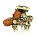 Hair Jewelry Crystal Butterfly Gold Plated Metal Rhinestone Hair Clip Claw Clamp - Coffee