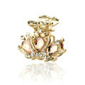 Hair Jewelry Crystal Crown Gold Plated Metal Rhinestone Hair Clip Claw Clamp - Champagne