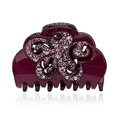 Hair Jewelry Floral Diamond Rhinestone Crystal Hair Clip Claw Clamp - Purple
