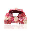 Hair Jewelry Flower Fabric Crystal Rhinestone Hair Claw Clip Clamp - Pink