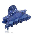 Hair Jewelry Rhinestone Crystal Starfish Hair Clip Claw Clamp - Blue