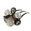 Elegant Hair Jewelry Crystal Rhinestone Flower Hair Pin Comb Clip - Black