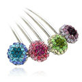 Elegant Hair Jewelry Rhinestone Crystal Ball Metal Hairpin Clip Comb - Multicolor