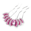 Elegant Hair Jewelry Rhinestone Crystal Metal Hairpin Clip Comb Pin - Pink