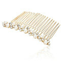 Hair Jewelry Crystal Rhinestone Pearl Metal Hair Pin Comb Clip - White