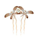 Hair Jewelry Rhinestone Crystal Butterfly Metal Hair Pin Clip Comb - Champagne