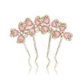 Hair Jewelry Rhinestone Crystal Flowers Metal Hair Pin Clip Comb - Pink