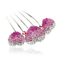 Hair Jewelry Rhinestone Crystal Lover Metal Hairpin Clip Comb Pin - Pink