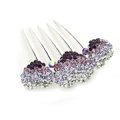 Hair Jewelry Rhinestone Crystal Lover Metal Hairpin Clip Comb Pin - Purple