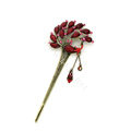 Retro Phoenix Crystal Rhinestone Hairpin Hair Clasp Clip Fork Stick - Red