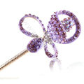 Bling Rhinestone Crystal Flower Hairpin Hair Clasp Clip Fork Stick - Purple