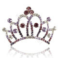 Crown Alloy Bride Hair Accessories Rhinestone Crystal Hair Pin Clip Combs - Purple