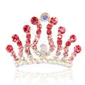 Hair Accessories Crystal Rhinestone Alloy Crown Hair Pin Combs Clip - Red