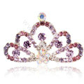 Mini Crown Alloy Hair Accessories Rhinestone Crystal Hair Pin Clip Combs - Purple