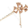 Retro Tassel Crystal Rhinestone Flower Hairpin Hair Clasp Clip Fork Stick - Champagne