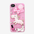 Alloy Pink Zebra Bowknot Rhinestone Crystal DIY Cell Phone Case Cover Deco Den Kits