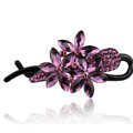 Crystal Rhinestone Flower Twist Hair Clip Slide Clamp Hair Accessories - Purple