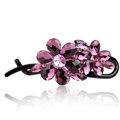 Rhinestone Crystal Flower Twist Hair Clip Slide Clamp Hair Accessories - Purple