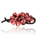 Rhinestone Crystal Flower Twist Hair Clip Slide Clamp Hair Accessories - Red