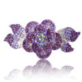 Crystal Rhinestone Elegant Flower Hair Barrette Clip Metal Hairpin - Purple