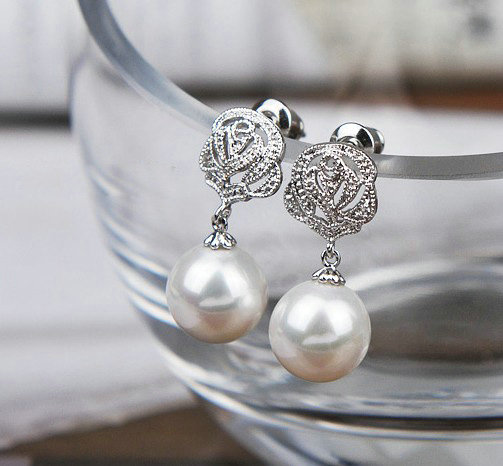 Buy Wholesale 10X30mm White south sea shell pearl earrings 925 sterling ...
