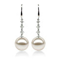 925 sterling silver Natural freshwater pearl earrings long Eardrop 9.5X10mm
