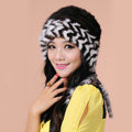 Fashion Women Mink hair Fur Hat Winter Warm Handmade Knitted Caps - Black