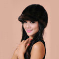 Fashion Women Mink hair Fur Hats Winter Warm Whole Leather Peaked Caps - Drak Brown
