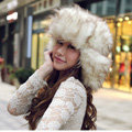 Fox fur leifeng hat for man women winter thermal windproof Ear protector Caps - Beige