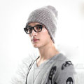 Men's fashion autumn winter genuine wool hat warm thermal casual knitted caps - Coffee